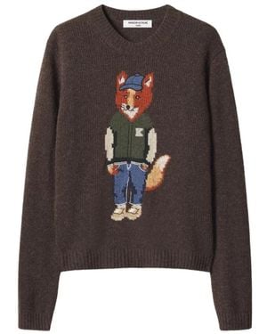 Maison Kitsuné Round-Neck Knitwear - Marrón