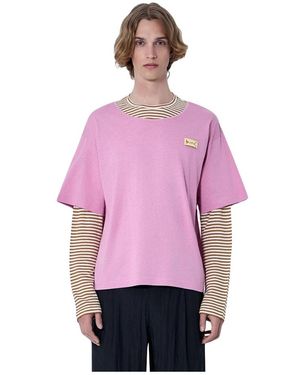 Marni Tops ,Roze ,Katoen Gelaagde T-Shirt - Paars