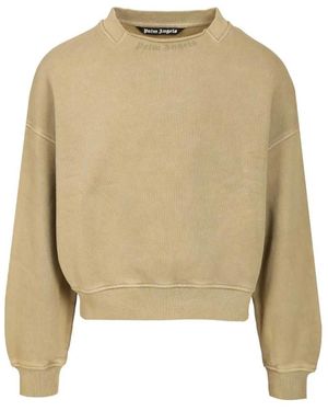 Palm Angels Curved Logo Sweatshirt - Naturel