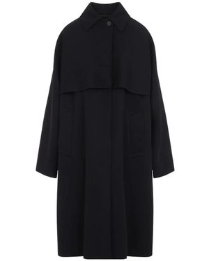 Jil Sander Oversized Wollen Cape-Trenchcoat - Zwart