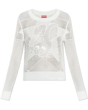 KENZO Truien & Vesten ,Wit ,Katoen Decoratieve Gebreide Trui