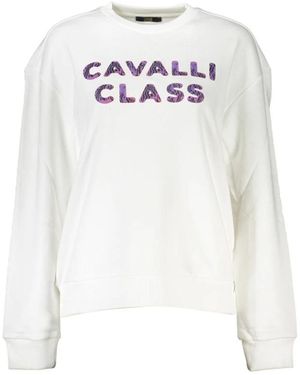 Roberto Cavalli Hoodies & Sweatvesten ,Wit ,Witte Trui Chic Comfort