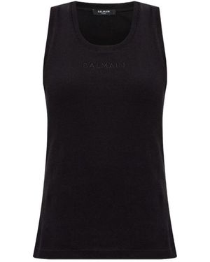Balmain Sleeveless Tops - Black