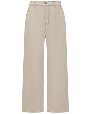 Ami Paris Witte Wijde Jeans Met Zakken - Naturel