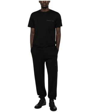 Moncler Tops ,Zwart ,Katoen T-Shirt Van Katoenen Jersey Met Borstzak