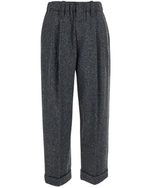 Brunello Cucinelli Broeken ,Grijs ,Wol Tapered Broeken