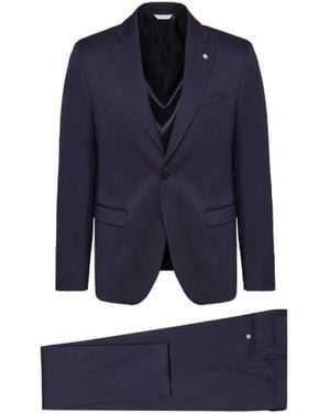 Manuel Ritz Single Breasted Suits - Blue
