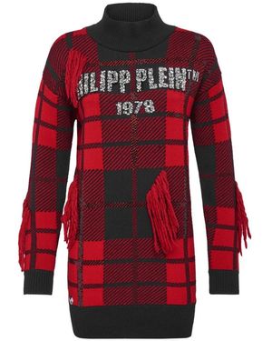 Philipp Plein Pullover Rundhals Ss Tartan - Rot