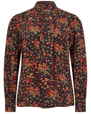 Gucci Overhemden ,Veelkleurig ,Zijden Blouse Met Strik - Bruin