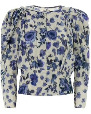 Isabel Marant Overhemden ,Veelkleurig ,Spandex Zarga Blouse - Blauw