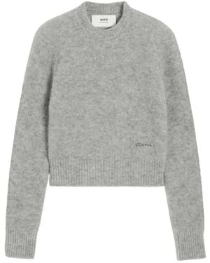 Ami Paris Round-Neck Knitwear - Gray