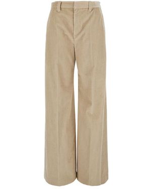 Brunello Cucinelli Katoenen Corduroy Wijde Broek Met Monili - Naturel