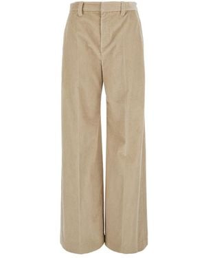 Brunello Cucinelli Katoenen Corduroy Wijde Broek Met Monili - Naturel