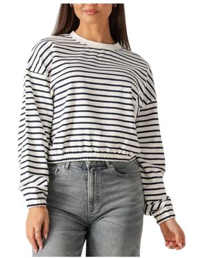 Catwalk Junkie Gestreifter Pullover Mit Elastischem Saum - Schwarz
