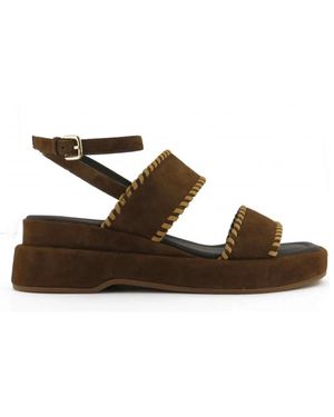 Elvio Zanon Wildleder Keilsandalette - Braun