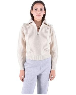 Weekend by Maxmara Hoodies & Sweatvesten ,Wol Trui Met Halve Rits En Hoge Hals - Wit