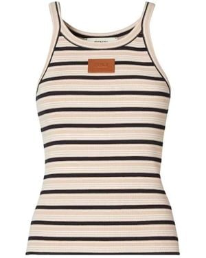 Fendi Tops ,Veelkleurig ,Katoen Gestreepte Ribgebreide Tanktop - Bruin