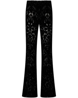 Gucci Floral Devoré Velour Broek - Zwart