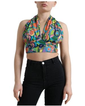 Dolce & Gabbana Halternek Crop Top Met Abstracte Print - Groen