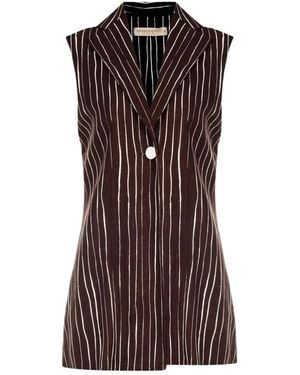 Rinascimento Jassen ,Bruin ,Polyester Gilet Met Puntige Revers