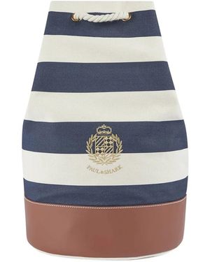 Paul & Shark Heraldisch Geborduurde Gestreepte Canvas Zeetas - Blauw