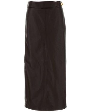Ferragamo Langer Nappa-Lederrock - Braun