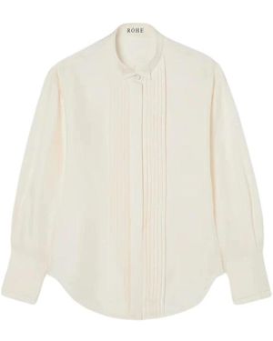 Rohe Gevormd Tuxedo Zijde Blouse - Wit