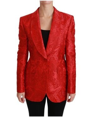 Dolce & Gabbana Floral Angel Blazer Coat Jacket Red Jkt2563