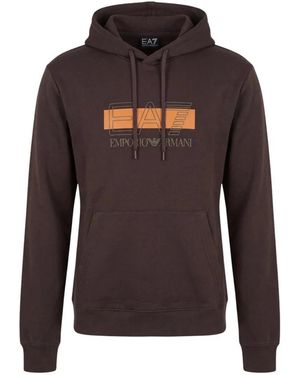 EA7 Regular Fit Hoodie Visibility Aus Baumwollmischgewebe - Braun