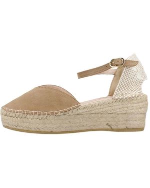 Macarena Schoenen ,Bruin ,Leer Java 22 Platform Espadrilles Met Sleehak - Naturel
