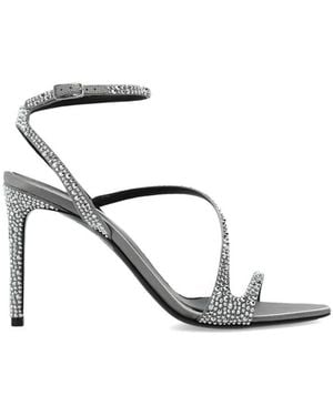 McQueen Riemchensandalen Mit Schimmernden Kristallen - Mettallic