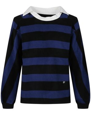 Adererror Gestreept Poloshirt Met Lange Mouwen - Blauw
