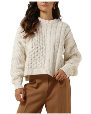 Envii Truien & Vesten ,Wit ,Witte Cable Knit Trui - Bruin