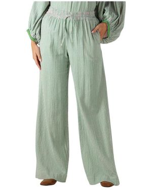 Pom Broeken ,Veelkleurig ,Pants Seersucker - Groen
