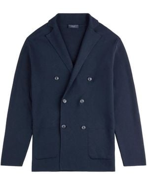 Fay Jassen ,Blauw ,Katoen Double-Breasted Knit Katoenen Vest