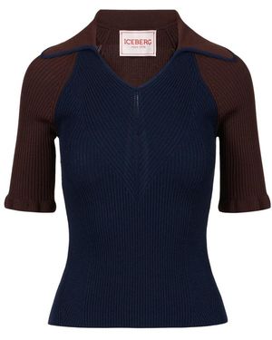 Iceberg Polo-Pullover Mit V-Ausschnitt - Blau