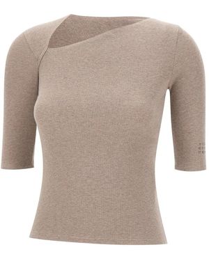 MM6 by Maison Margiela Round-Neck Knitwear - Grey