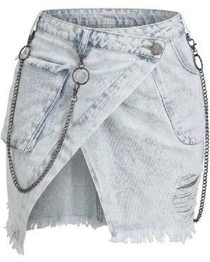 One Teaspoon Asymmetrischer Minirock Mit Kette - Blau