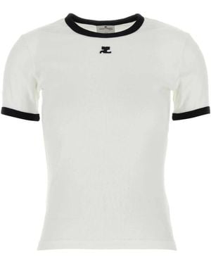Courreges Courrèges Contrast Cotton T-Shirt - White