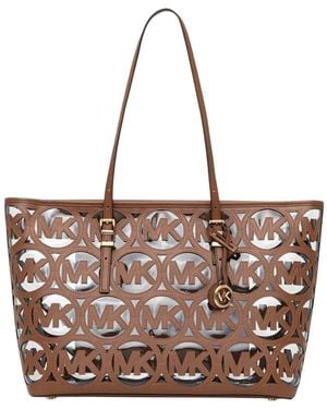 Michael Kors Tassen ,Bruin ,Polyester Quinn Grote Shopper Met Lasergesneden Logo