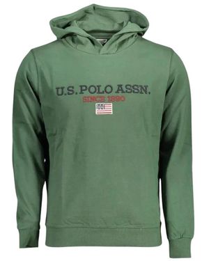 U.S. POLO ASSN. Grüner baumwoll-hoodie mit kontrastlogo
