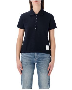 Thom Browne Klassieke Piqué Relaxed Fit Polo Met Streep Aan De Achterkant - Zwart