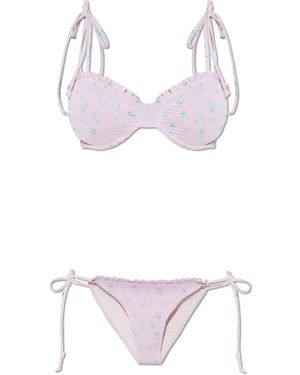 LoveShackFancy Badmode ,Roze ,Polyester Two-Piece Swimsuit Quinley - Paars