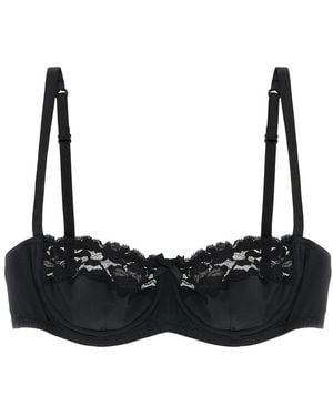 Dolce & Gabbana Zijden Satijnen Balconette Bh Met Kant - Zwart