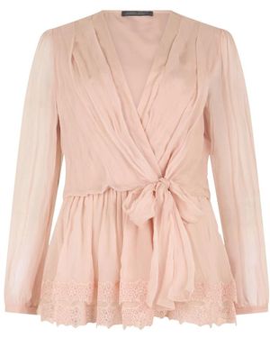 Alberta Ferretti Overhemden ,Roze ,Blouse Met Kant
