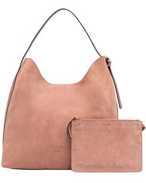 Pollini Tassen ,Roze ,Suède Viktoria Suède Pouch-Detail Tote Bag