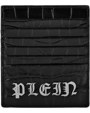 Philipp Plein Crocco Print Kreditkartenetui Gothic - Schwarz