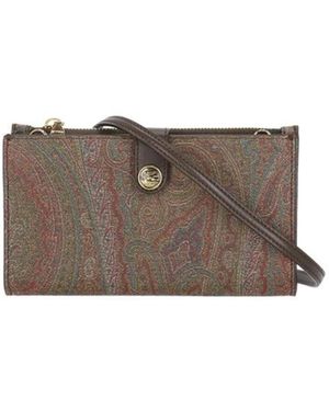 Etro Accessoires ,Veelkleurig ,Katoen Wallet On Chain Essential - Grijs