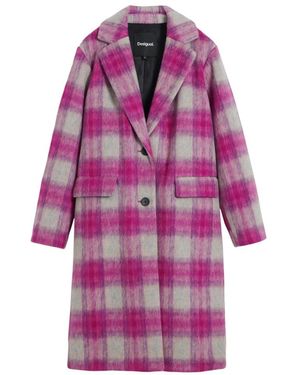 Desigual Jassen ,Roze ,Wol Roze Geruite Jas