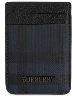 Burberry Accessoires ,Blauw ,Katoen Kaarthouder Met Logo - Zwart